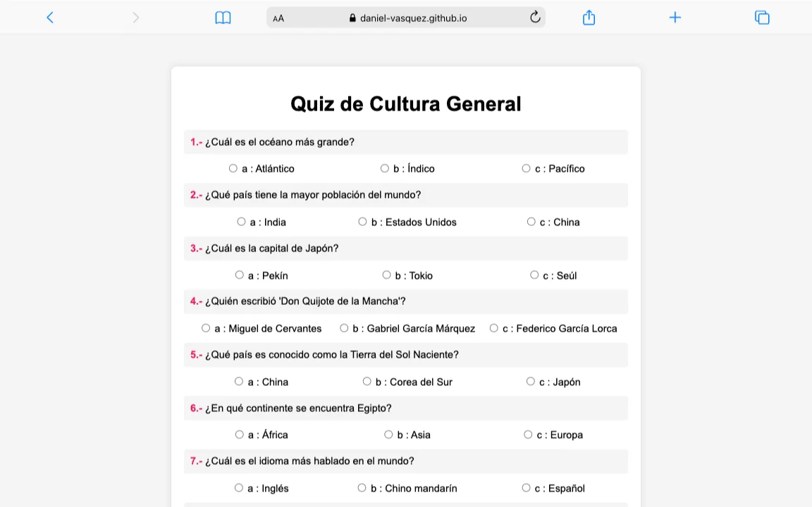 Quiz de cultura general